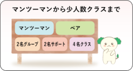 マンツーマン、ペアレッスン、2名クラス、4名クラス