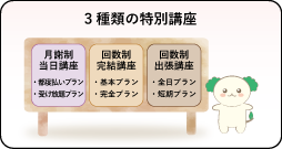 お得な3種類（6プラン)の特別講座を提供